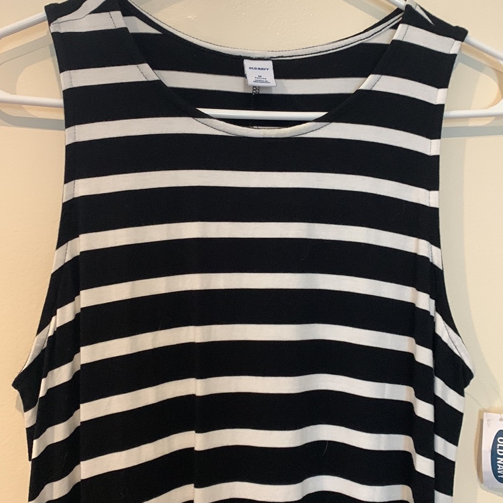 Womens old navy black and white striped dress  size medium petite NWT - Picture 3 of 5